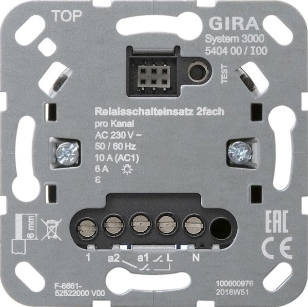 Gira Relaisschalteinsatz 2fach S3000 540400