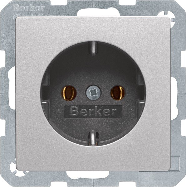 Berker SCHUKO-Steckdose alu/samt 41436084